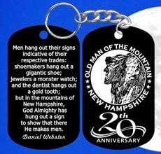 Old Man of The Mountain 20th Anniversary Keychain